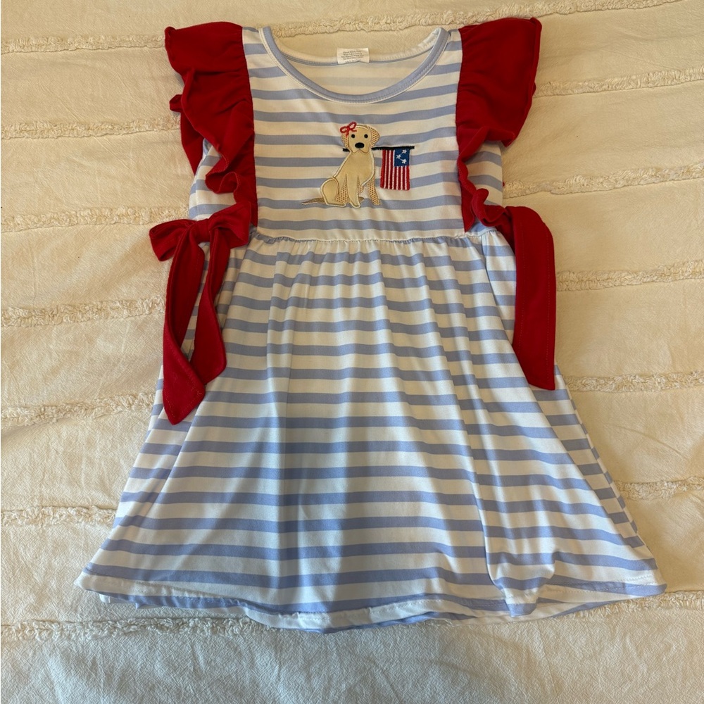 Striped Blue and Red 4th of July Dress - 3T